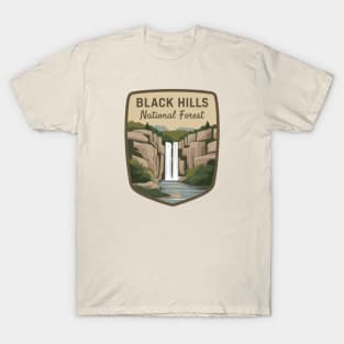 Black Hills National Forest Waterfall Emblem T-Shirt